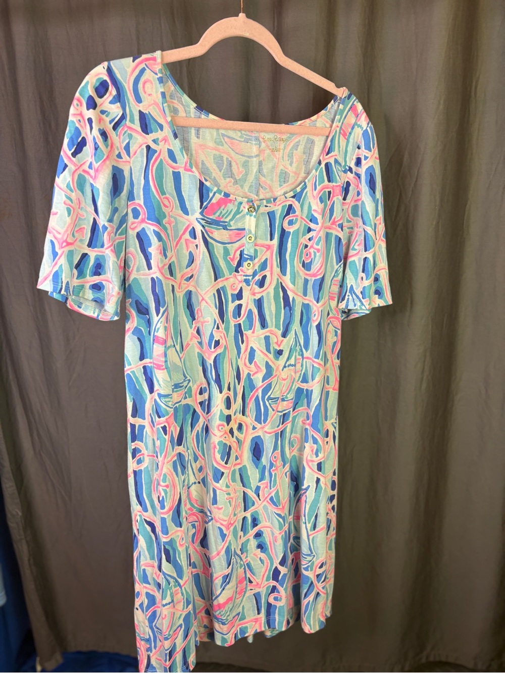 Lilly Pulitzer Blue & Pink Patterned Swim Cover-Up Tunic